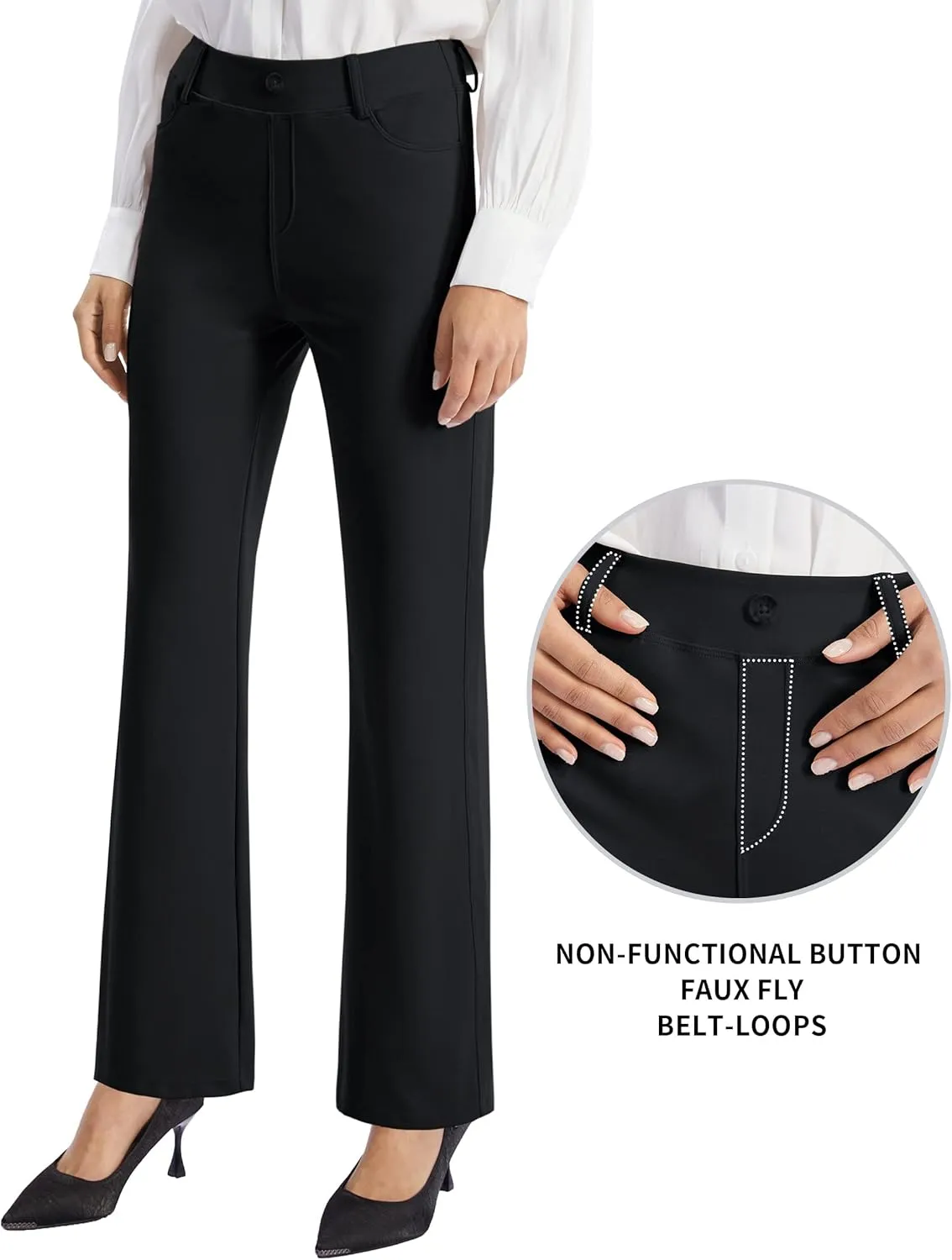 AFITNE Women's Yoga Dress Pants 2025 Spring Stretchy Work Slacks Straight Leg Business Office Casual Pants
