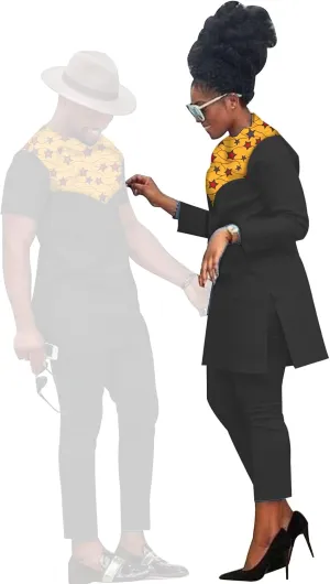 African Coupleswear Women's Ankara Printed Top and Pants Set Party Men's Top and Pants Set