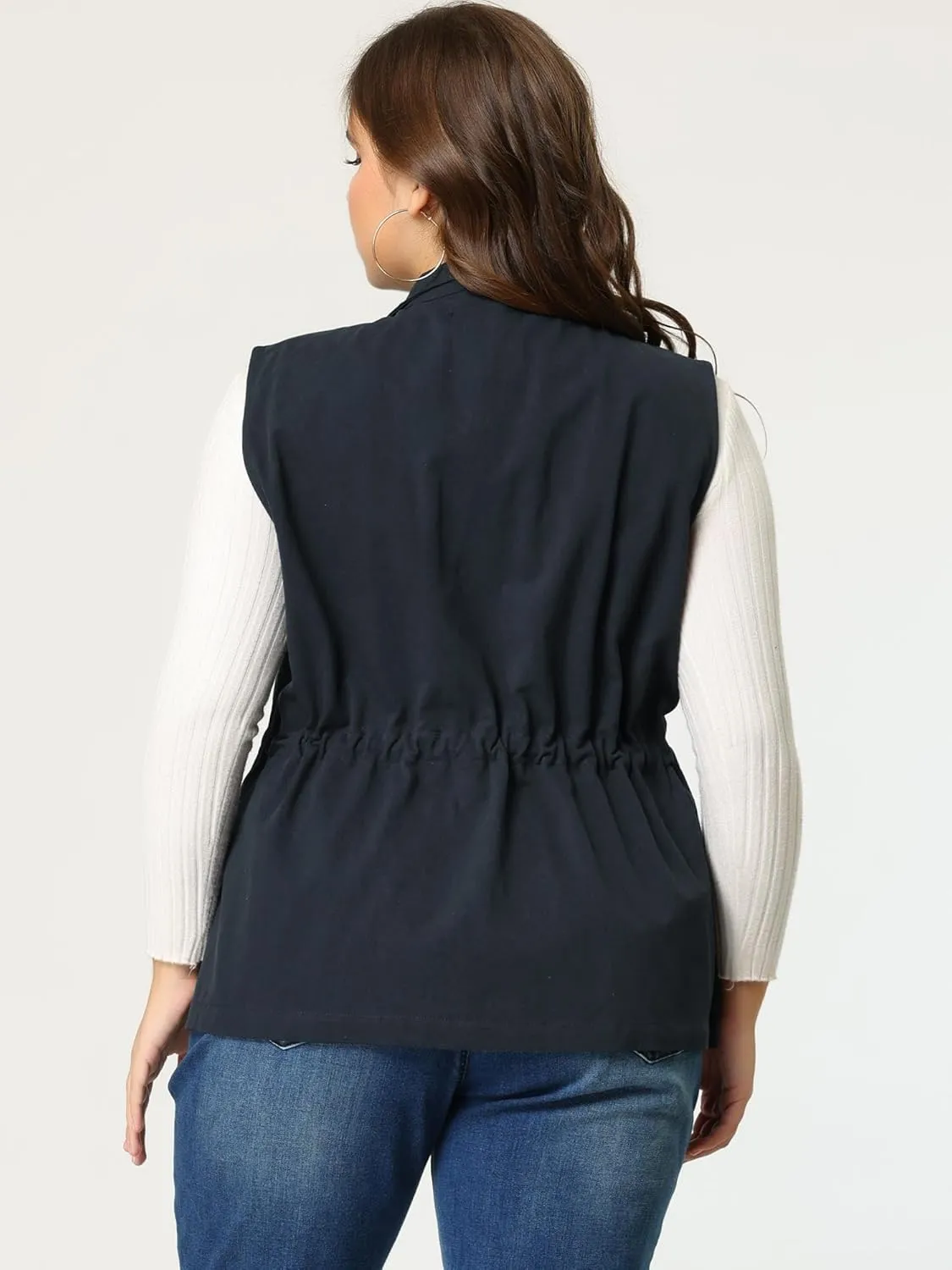 Agnes Orinda Plus Size Jackets for Women Lightweight Sleeveless Anorak Cargo Vest