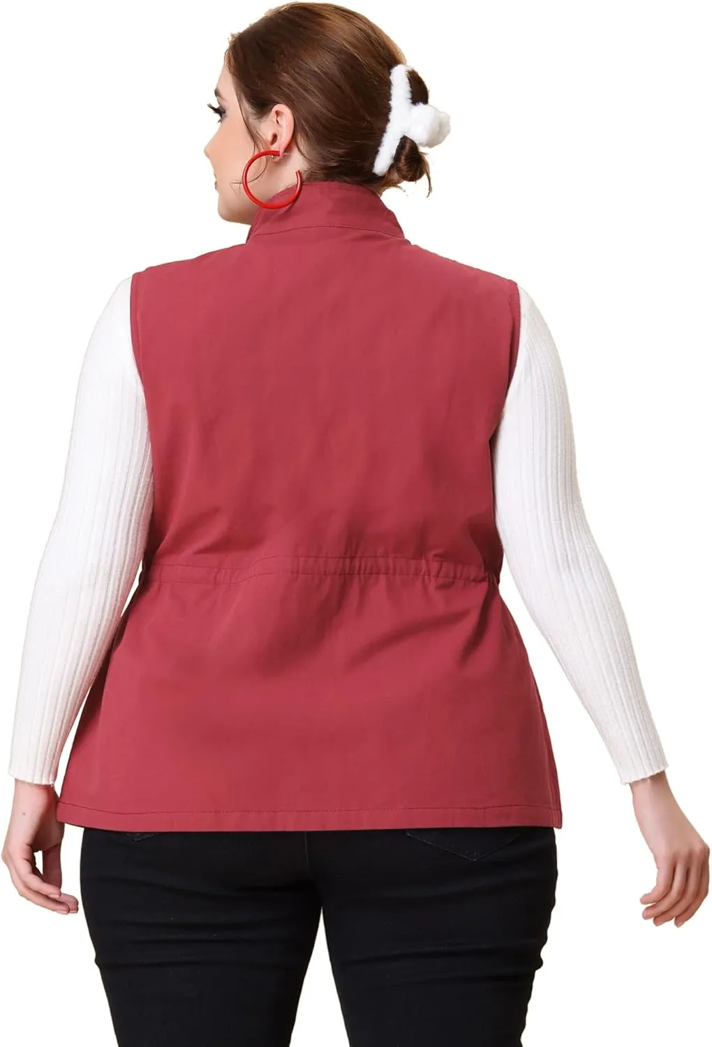 Agnes Orinda Plus Size Jackets for Women Lightweight Sleeveless Anorak Cargo Vest