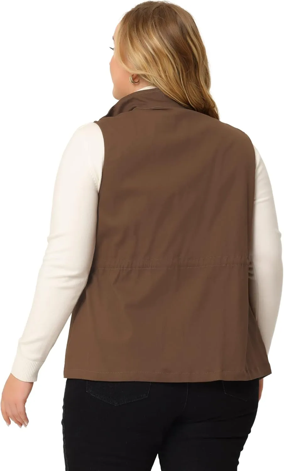 Agnes Orinda Plus Size Jackets for Women Lightweight Sleeveless Anorak Cargo Vest