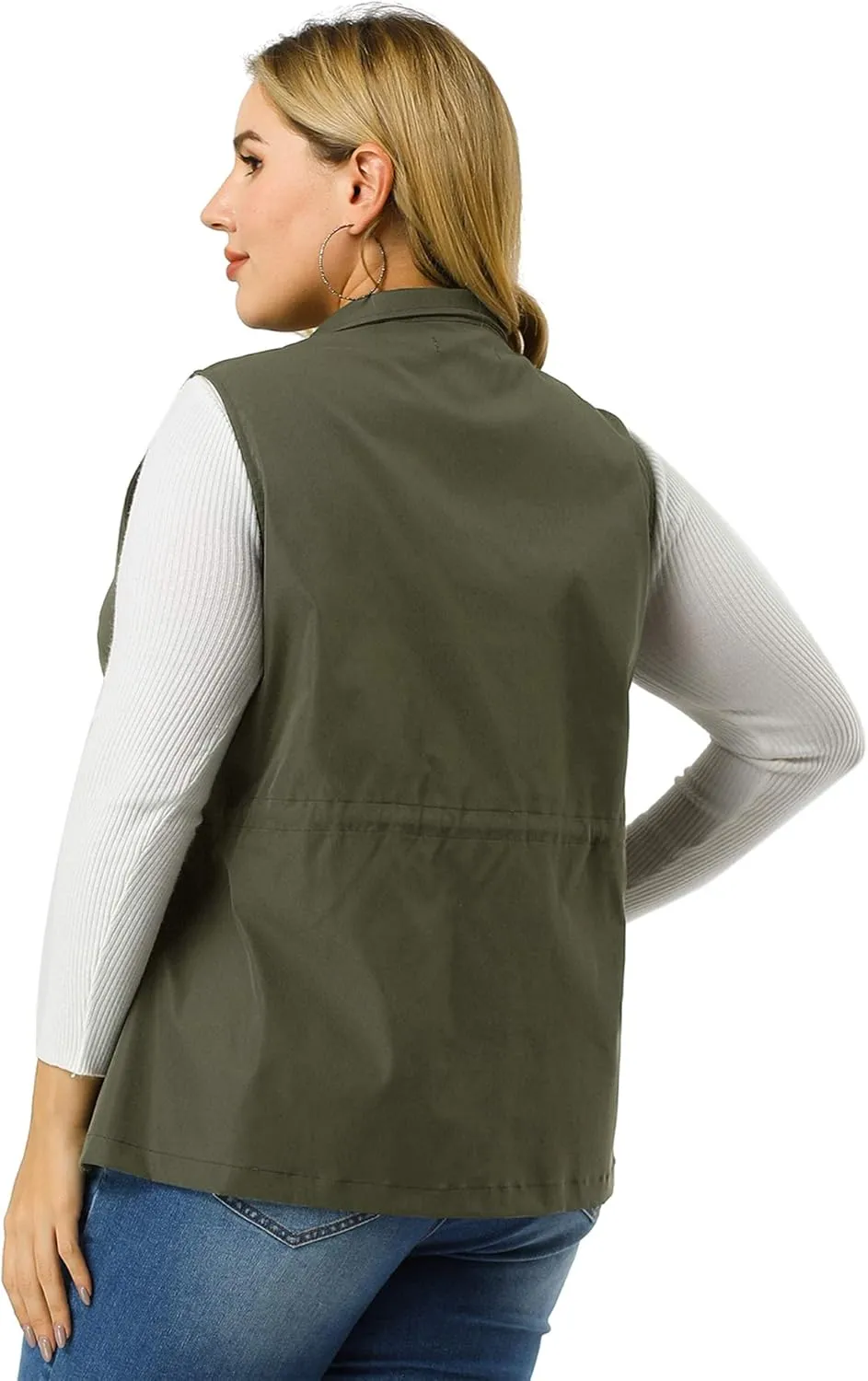Agnes Orinda Plus Size Jackets for Women Lightweight Sleeveless Anorak Cargo Vest
