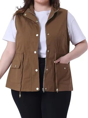 Agnes Orinda Plus Size Jackets for Women Lightweight Sleeveless Anorak Cargo Vest