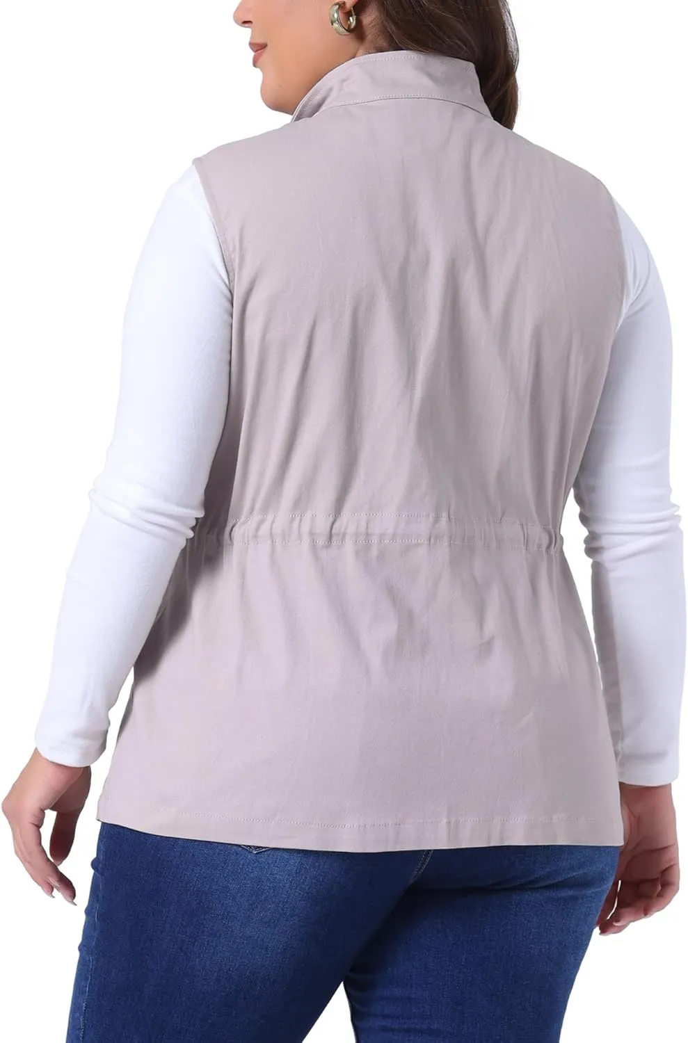 Agnes Orinda Plus Size Jackets for Women Lightweight Sleeveless Anorak Cargo Vest