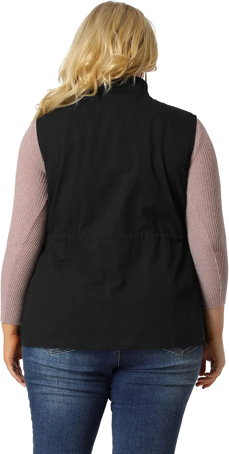 Agnes Orinda Plus Size Jackets for Women Lightweight Sleeveless Anorak Cargo Vest