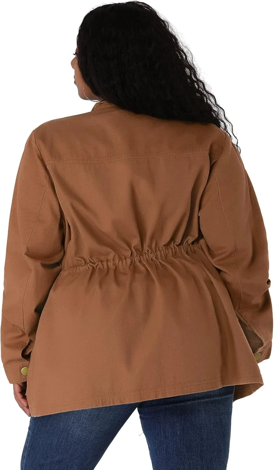 Agnes Orinda Women's Plus Size Jackets Lightweight Anorak Drawstring Utility Jacket with Pockets