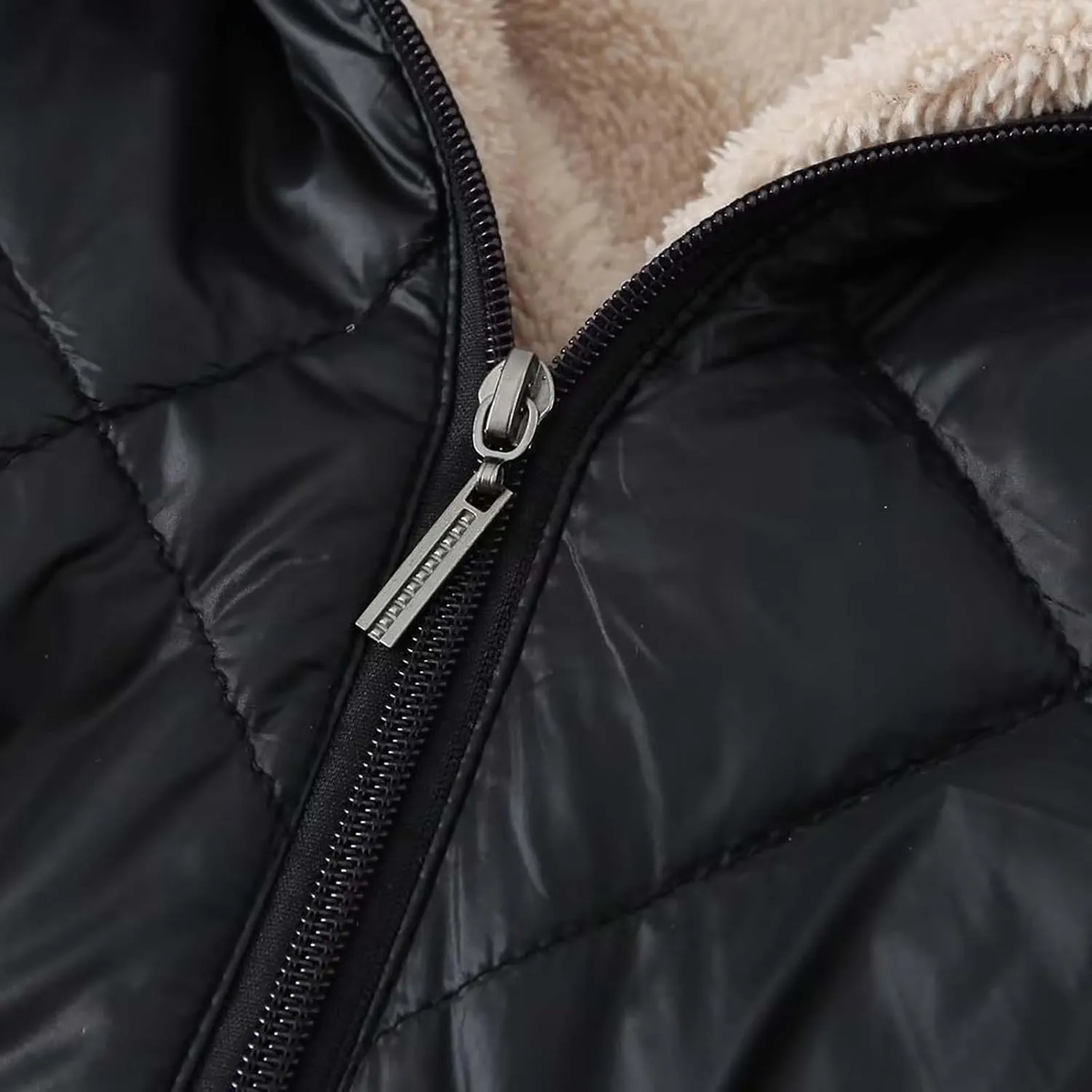 Akklian Women's Outerwear Hooded Padded Jacket Winter Thicken Fleece Lined Zip Up Hoodies Quilted Casual Thermal Cotton Coats
