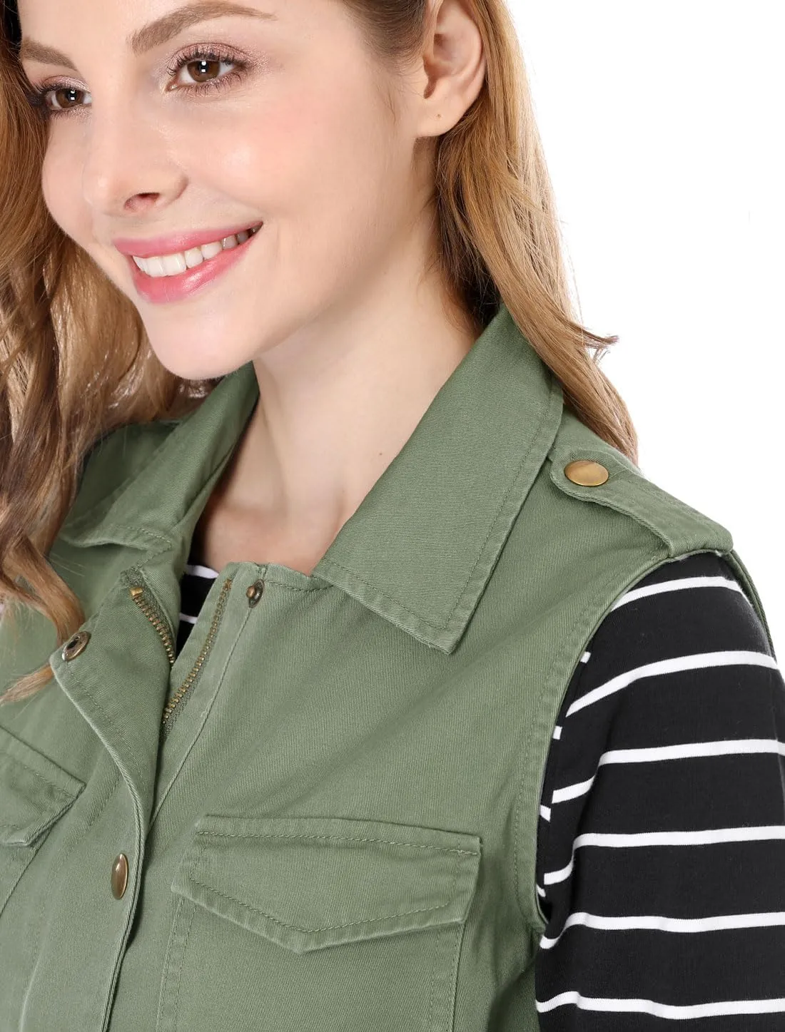 Allegra K Women's Zip Up Sleeveless Jacket Utility Anorak Outwear Cargo Vest