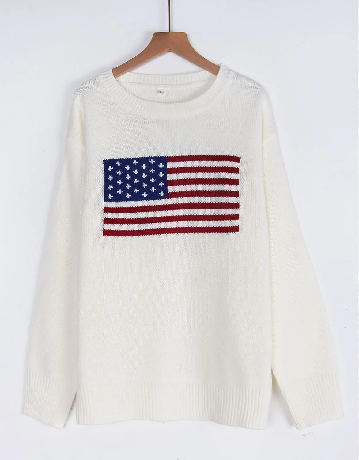 Alsol Lamesa Womens American Flag Graphic Sweater Patriotic Long Sleeve Pullover Sweaters Crew Neck Knit Tops