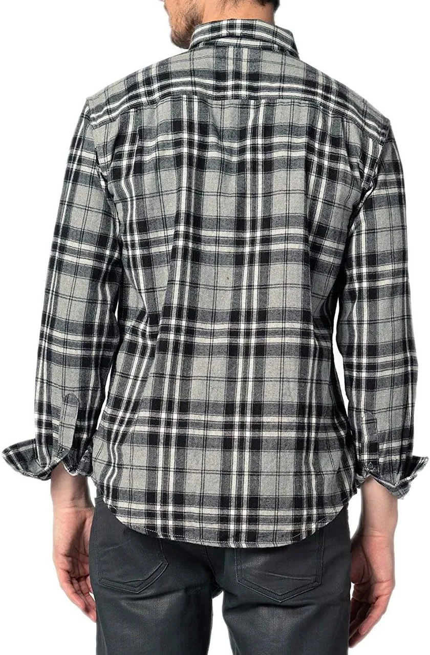 Andrew Scott Men's Button Down Regular Fit Long Sleeve Plaid Flannel Casual Shirts - Multi Packs
