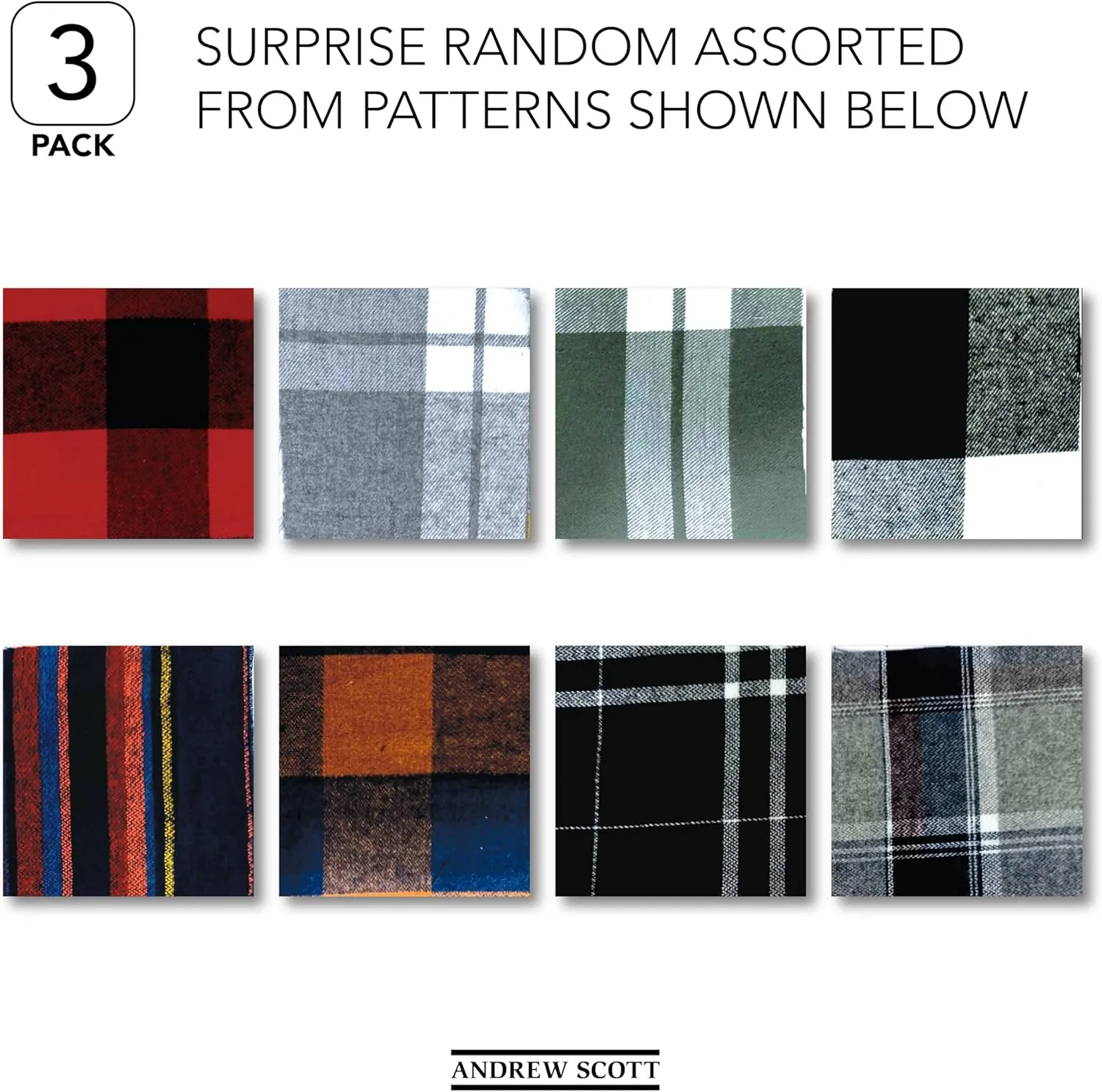 Andrew Scott Men's Button Down Regular Fit Long Sleeve Plaid Flannel Casual Shirts - Multi Packs