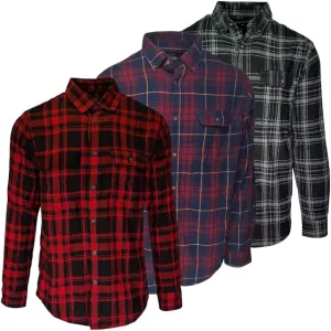 Andrew Scott Men's Button Down Regular Fit Long Sleeve Plaid Flannel Casual Shirts - Multi Packs