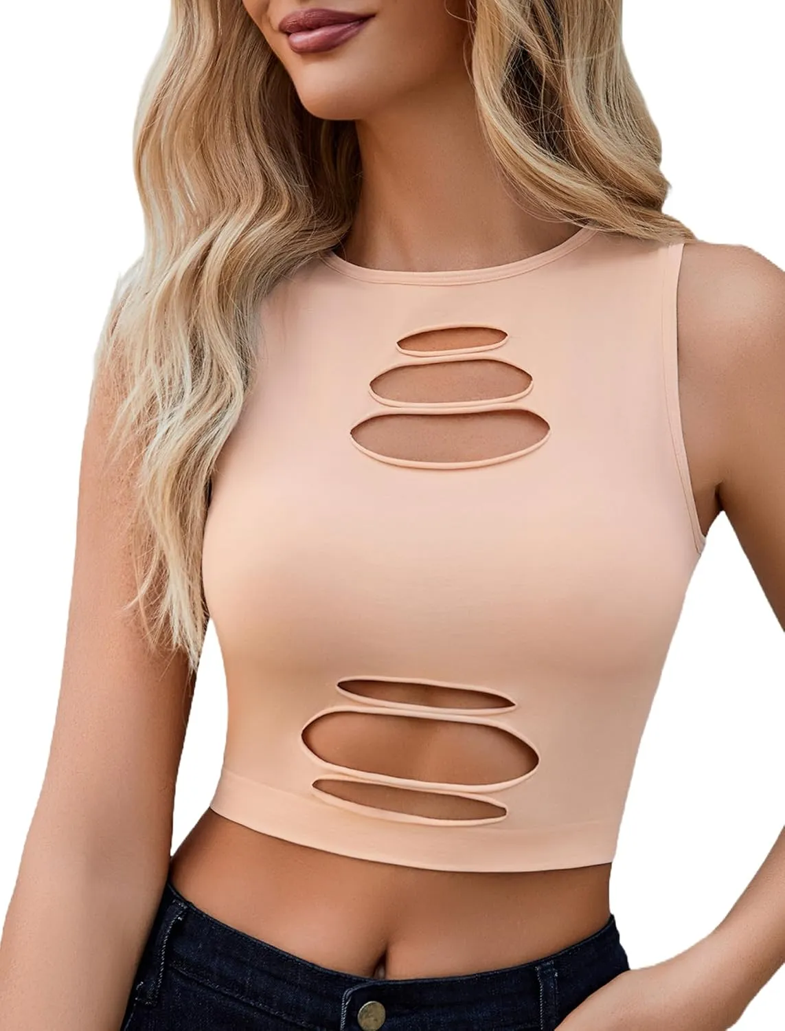 Avidlove Fishnet Top for Women Sexy Cut Out Crop Short Hollow Out Cropped Tank Top