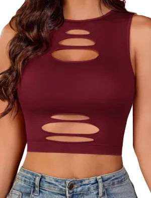 Avidlove Fishnet Top for Women Sexy Cut Out Crop Short Hollow Out Cropped Tank Top