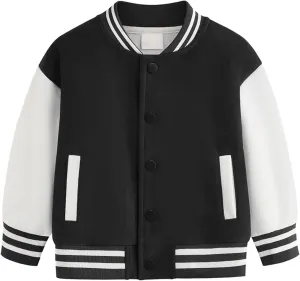 Baby Boy Spring Coat Little Kid Baseball Cardigan Jacket Kids Unisex Boys Varsity Baseball Bomber