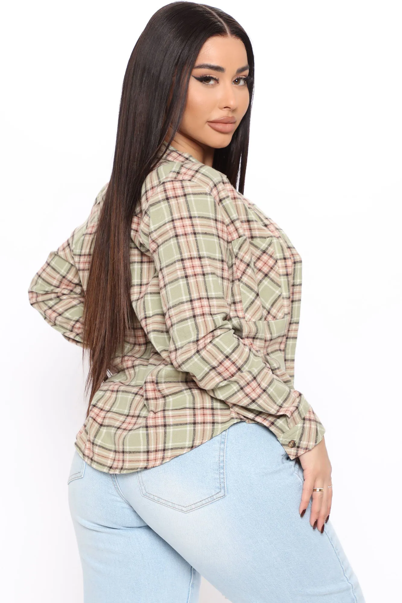 Back To The Weekend Plaid Top - Sage/combo