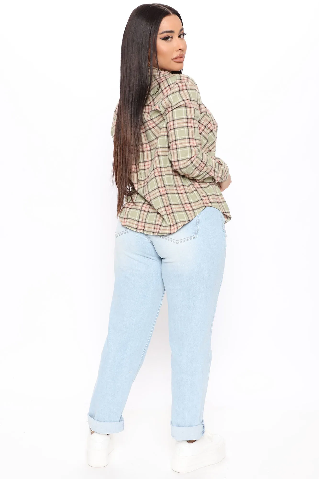 Back To The Weekend Plaid Top - Sage/combo
