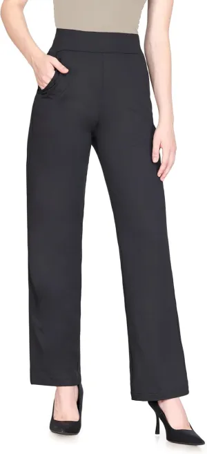Balleay Art Dress Pants Women High Waisted Work Wide Leg Office Business Casual Slacks Pull On Trousers with Pockets