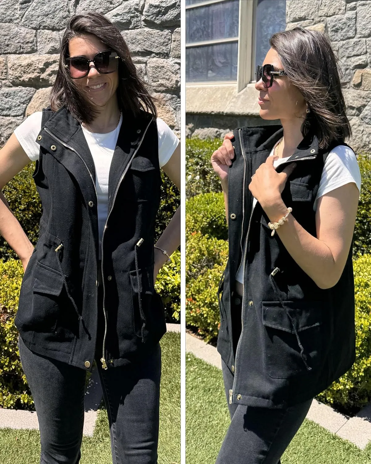 Beyove Womens Lightweight Sleeveless Military Anorak Cargo Vest No Hood