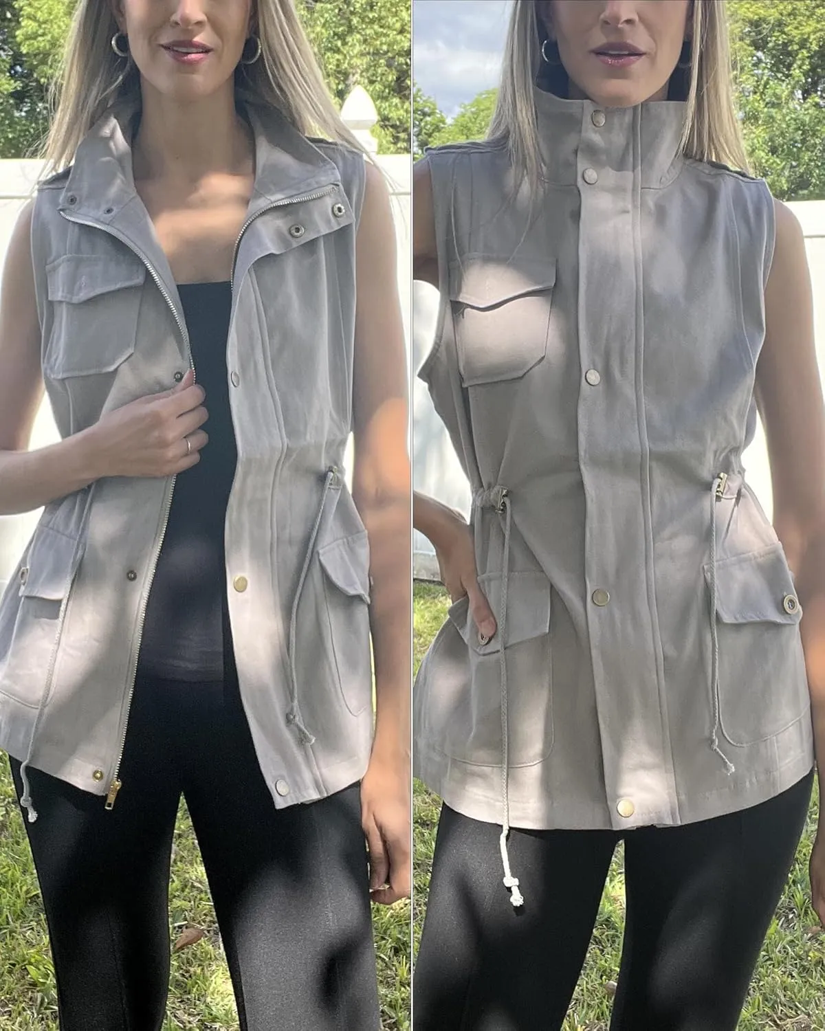 Beyove Womens Lightweight Sleeveless Military Anorak Cargo Vest No Hood
