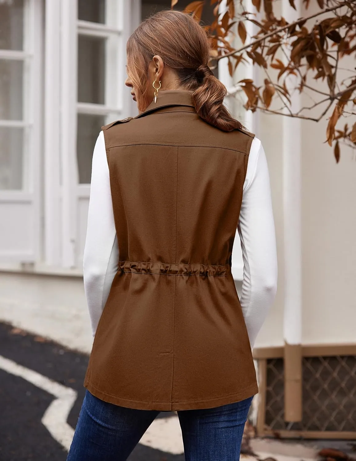 Beyove Womens Lightweight Sleeveless Military Anorak Cargo Vest No Hood