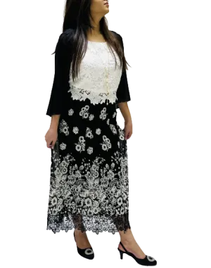 BLACK & WHITE LACY TRIM ON Print 214