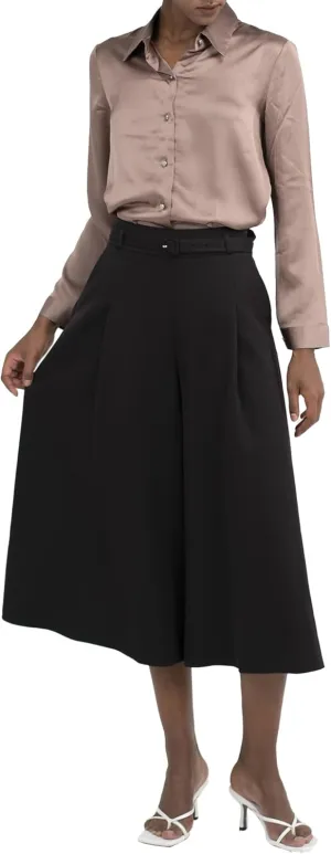 Black Wide Leg Tuytsi Pant, Culottes Womens Casual High Waist Wide Leg Pants, Slacks for Women