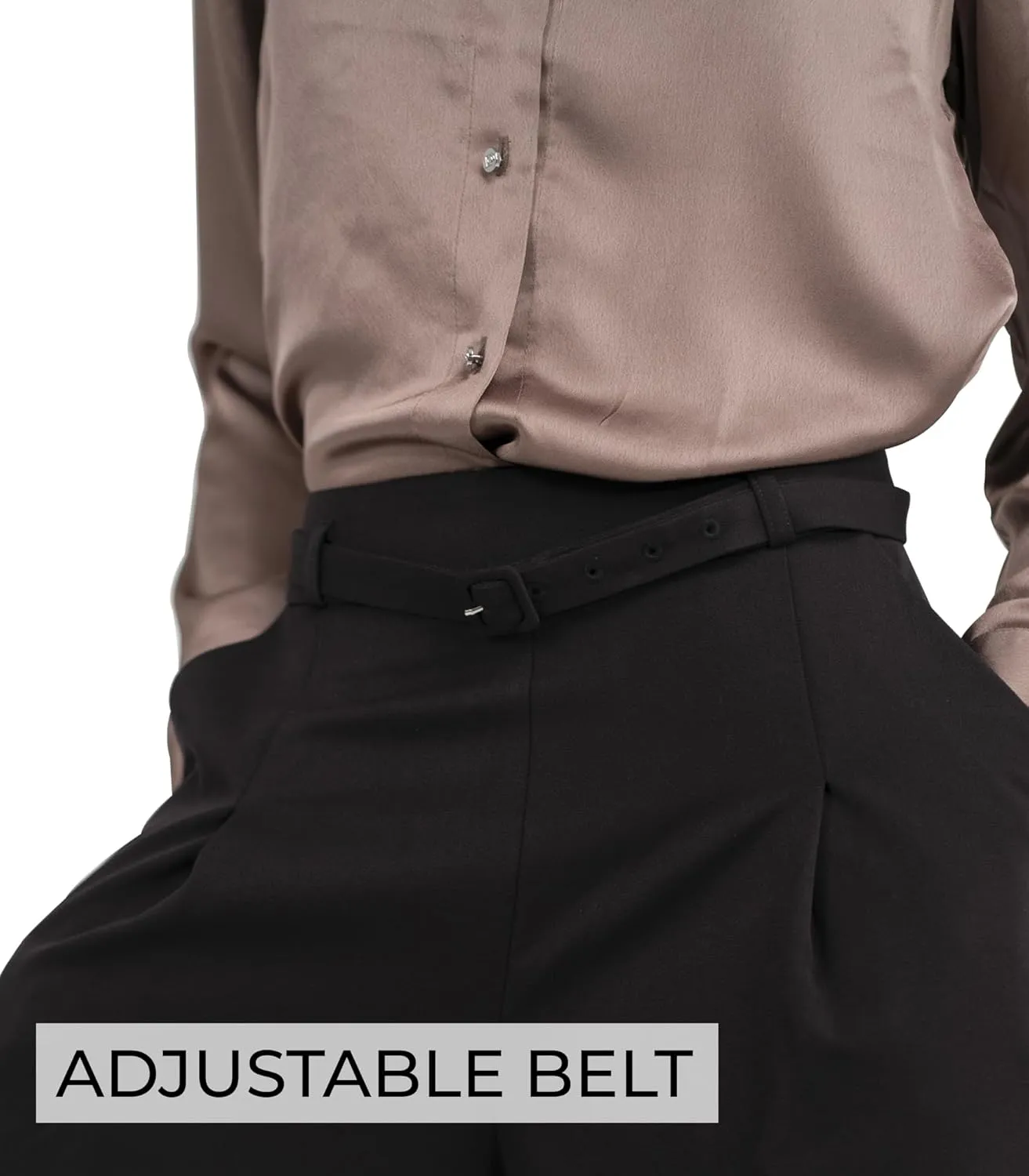 Black Wide Leg Tuytsi Pant, Culottes Womens Casual High Waist Wide Leg Pants, Slacks for Women