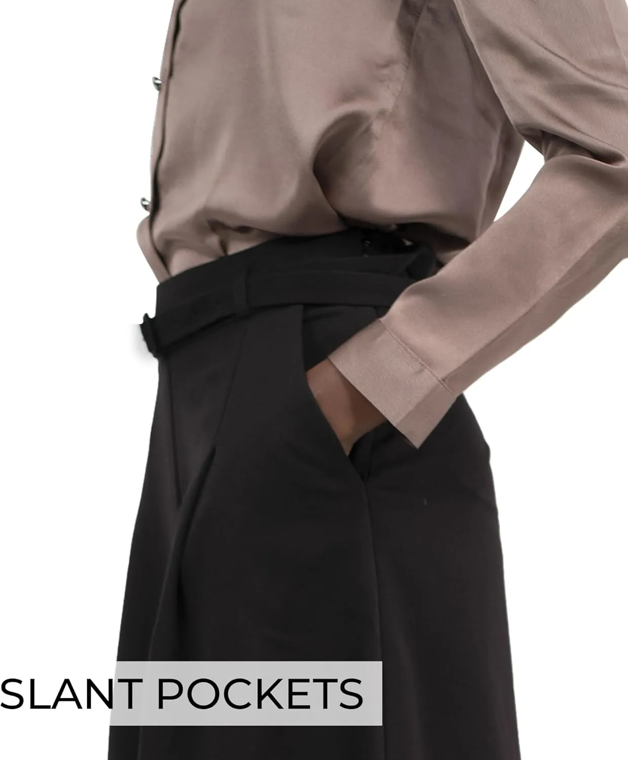 Black Wide Leg Tuytsi Pant, Culottes Womens Casual High Waist Wide Leg Pants, Slacks for Women