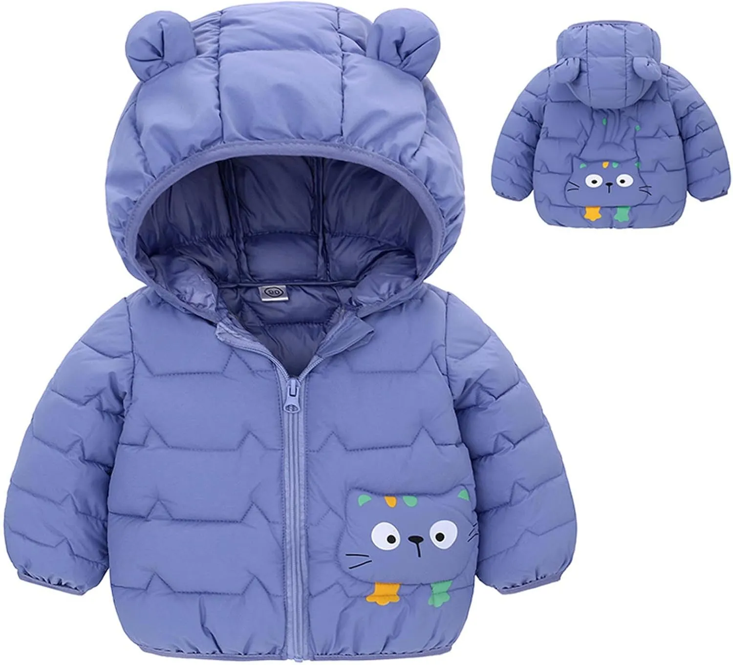 BOXIACEY Toddler Winter Coat Bear Ears Hood Down Jacket Hooded Puffer Jacket Padded Down Coats Windproof Snow Outerwear