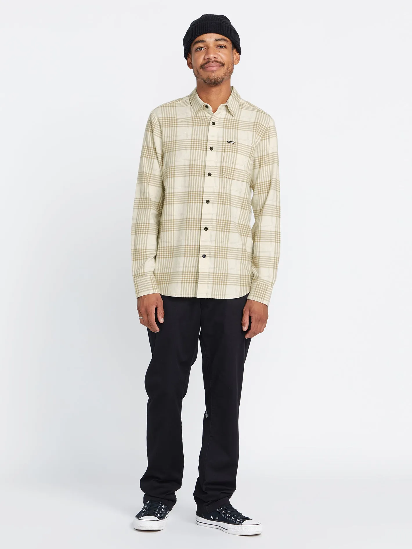 Caden Plaid Long Sleeve Flannel - Dirty White