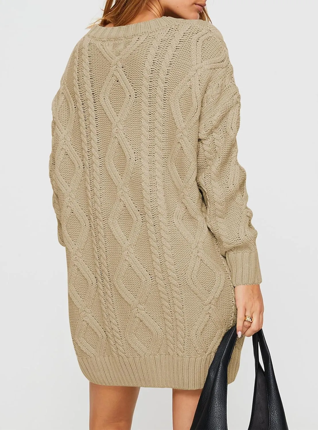 Cakulo Womens Oversized Cable Knit Sweater Dress 2025 Fall Pullover Chunky Long Sweaters Vintage Knitted Dresses