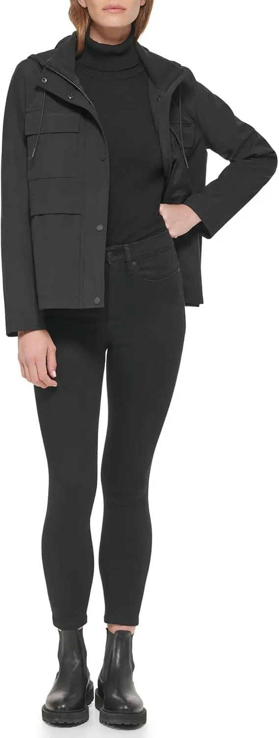 Calvin Klein Women's Rain Anorak Cotton Jacket with Snap and Zip Closure (Standard and Plus Size)