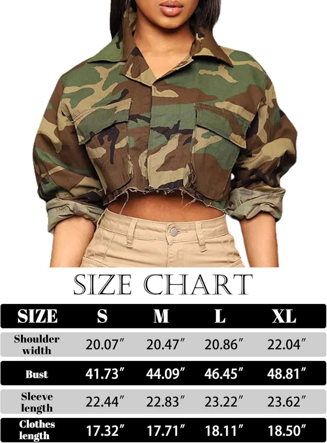 Camo Jacket for Women Cropped Denim Bomber Jacket army fatigue Camouflage Jacket Long Sleeve Button Down Camo Coat