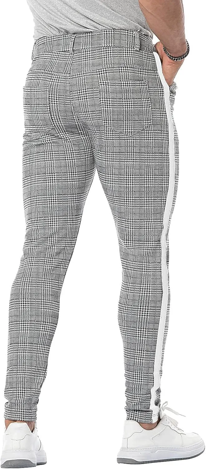 CANGHPGIN Men's Stretch Dress Pants Slim Fit Flat Front Slacks Tapered Casual Pants