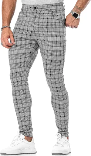 CANGHPGIN Men's Stretch Dress Pants Slim Fit Flat Front Slacks Tapered Casual Pants