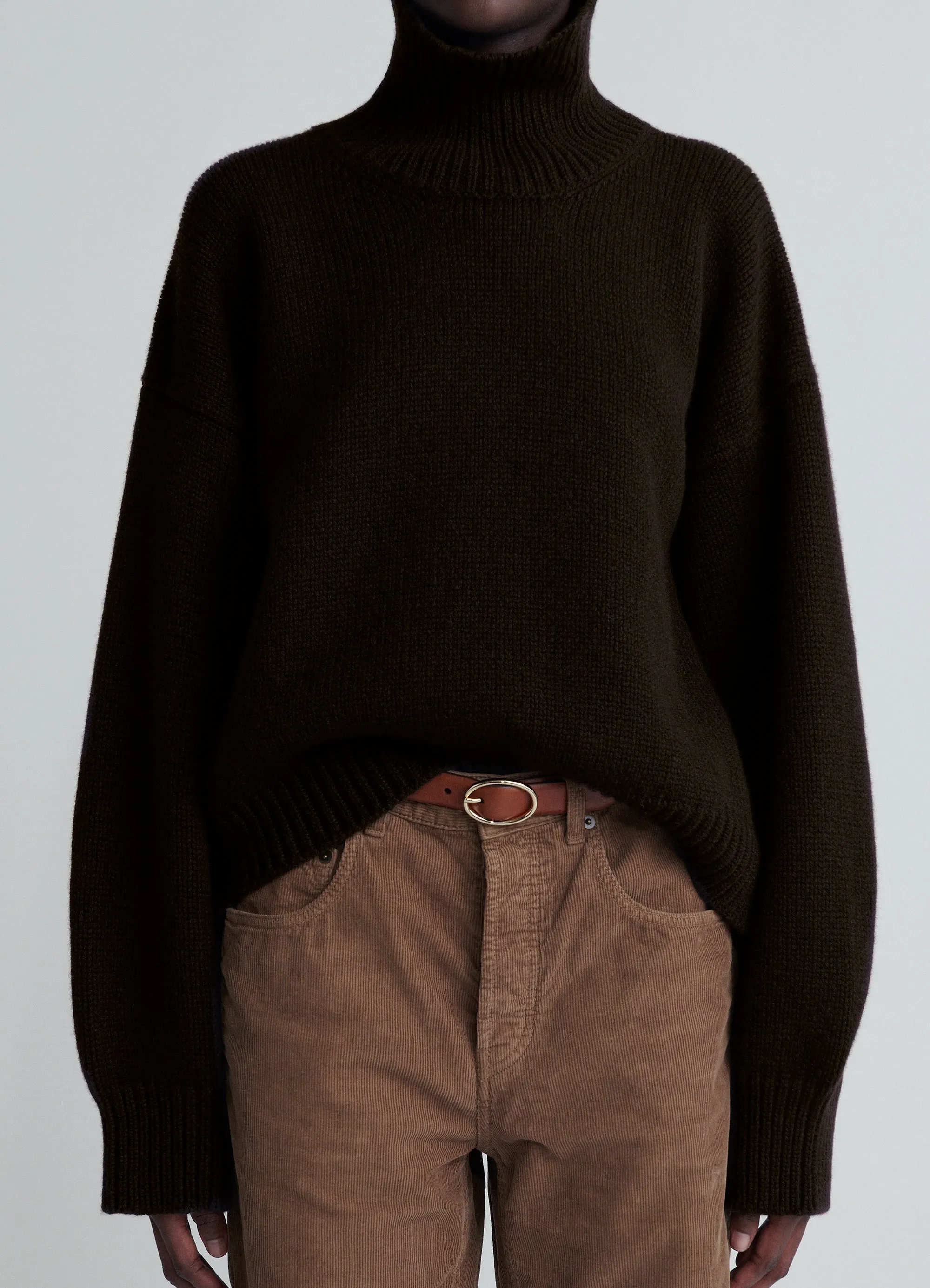 Caragh Crop High Neck in Dark Brown