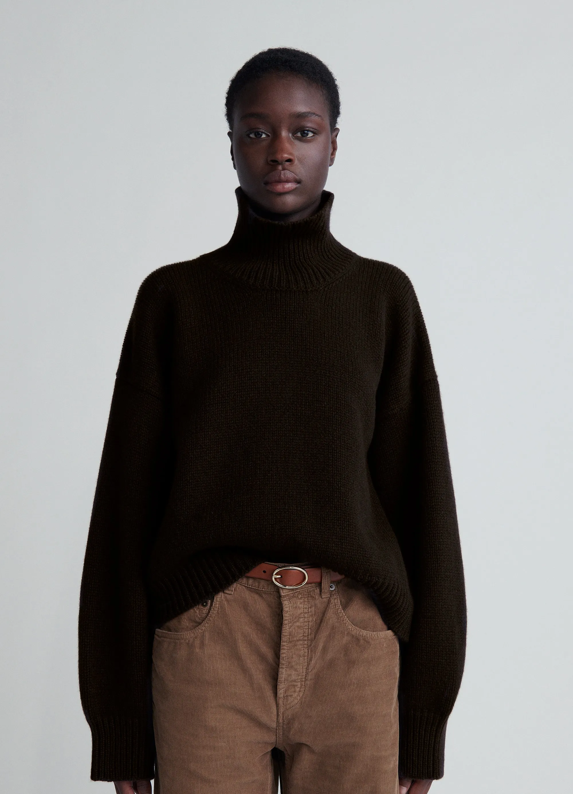 Caragh Crop High Neck in Dark Brown