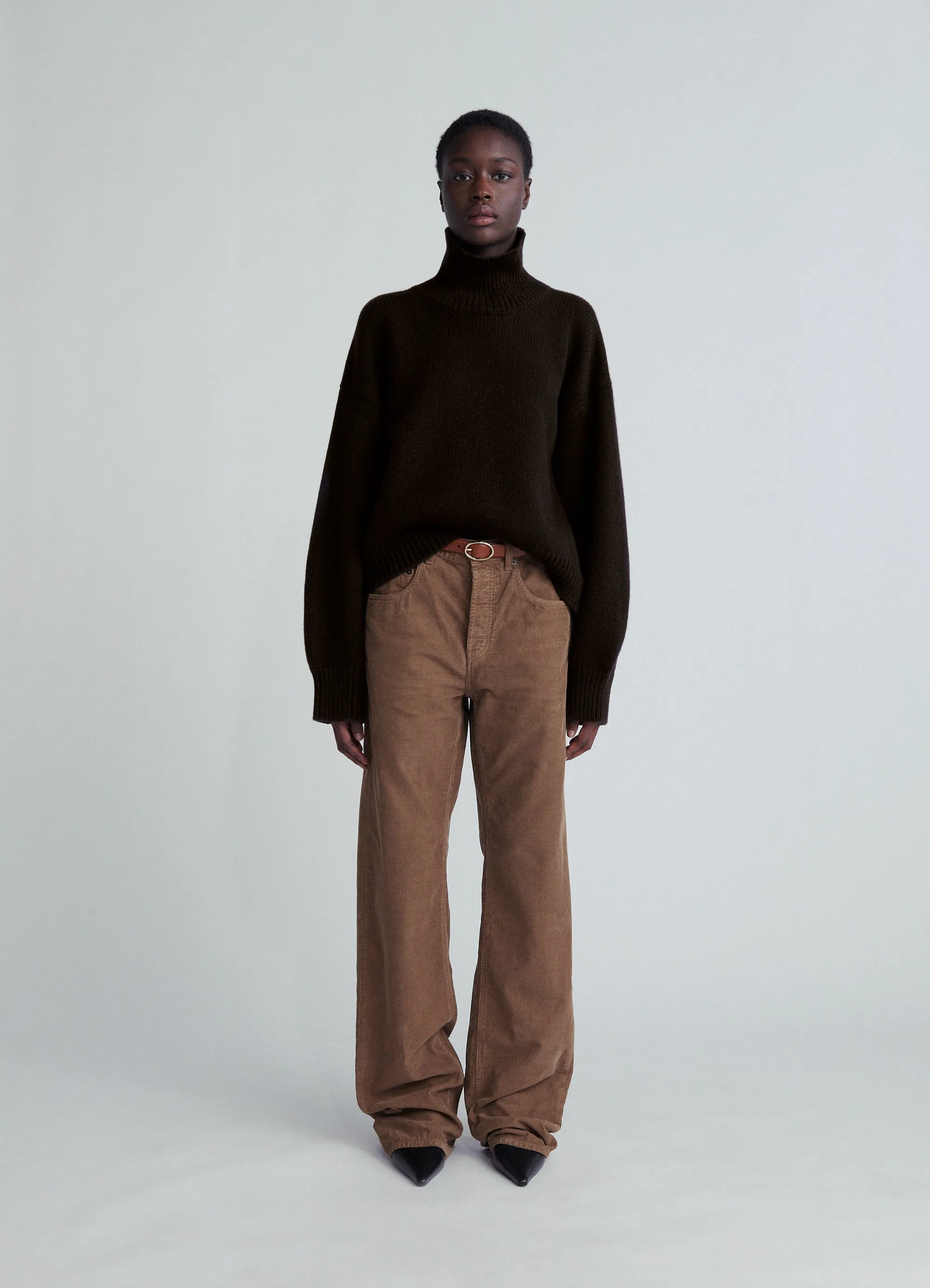 Caragh Crop High Neck in Dark Brown