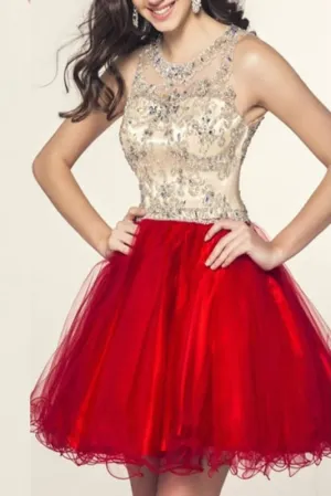 Charming Beading Short Prom Homecoming Dress