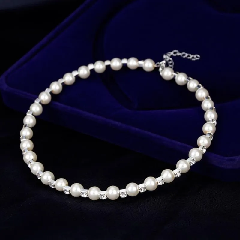 Charming Pearl Necklace Earrings Bracelet  Jewelry Sets | Bridelily