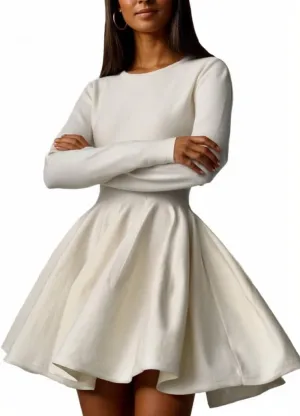 CHARTOU Women Basic Sweater Dress Long Sleeve Pleated Flared Knitted Short Dresses