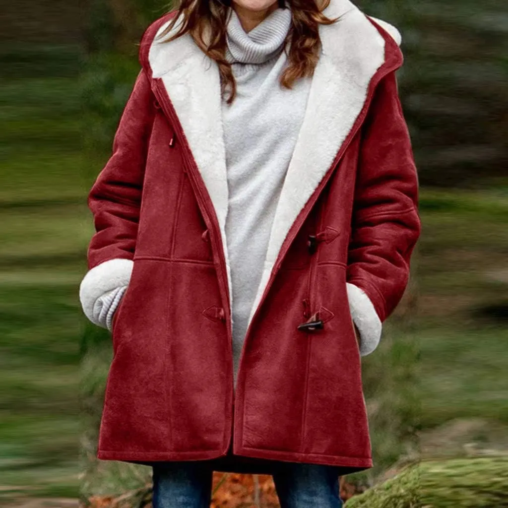 ChicCrate Winter Coats for Women 2025 Warm Sherpa Fleece Lined Distressed Jackets Parka Faux Suede Pea Coat Outerwear