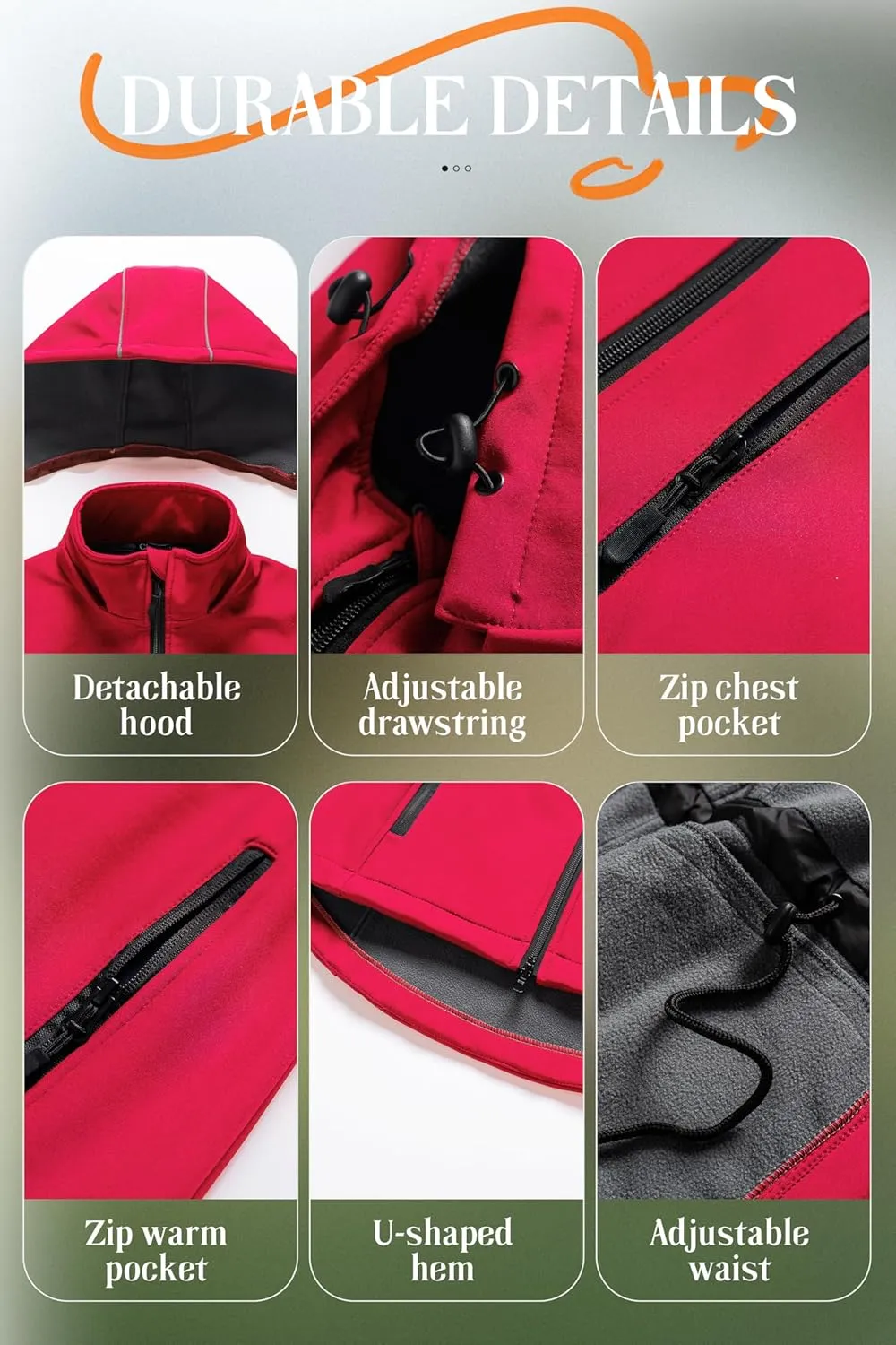 Chrisuno Women's Lightweight Long Softshell Fleece Lined Jacket Anorak Raincoat With Removable Hood
