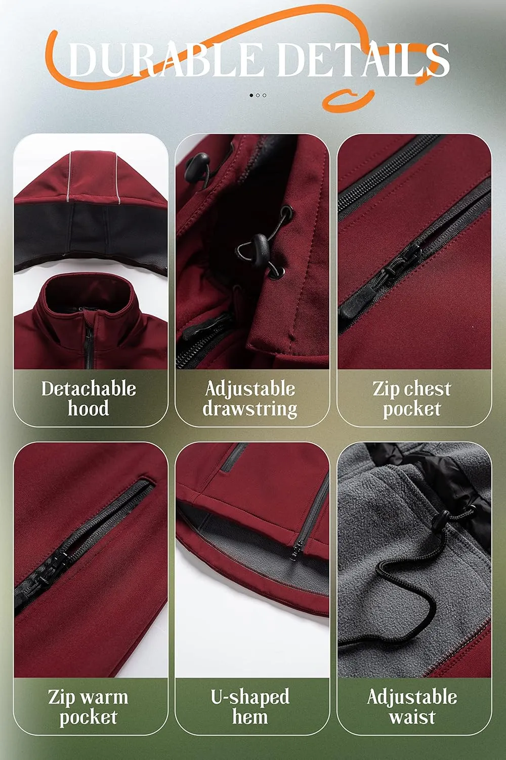 Chrisuno Women's Lightweight Long Softshell Fleece Lined Jacket Anorak Raincoat With Removable Hood