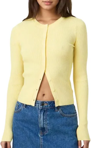 Cioatin Women Long Sleeve Button Up Ribbed Knit Crop Cardigan Y2K Slim Fit Round Neck Sweater Tshirt Fall Going Out Tops