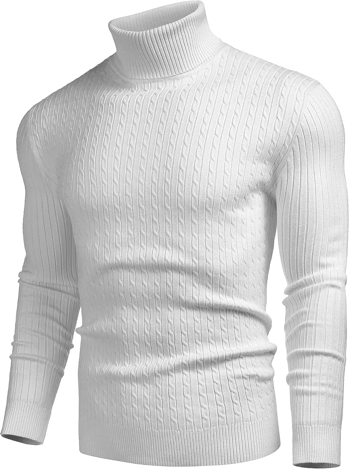 COOFANDY Men's Slim Fit Turtleneck Sweater Casual Twist Patterned Pullover Knitted Sweaters