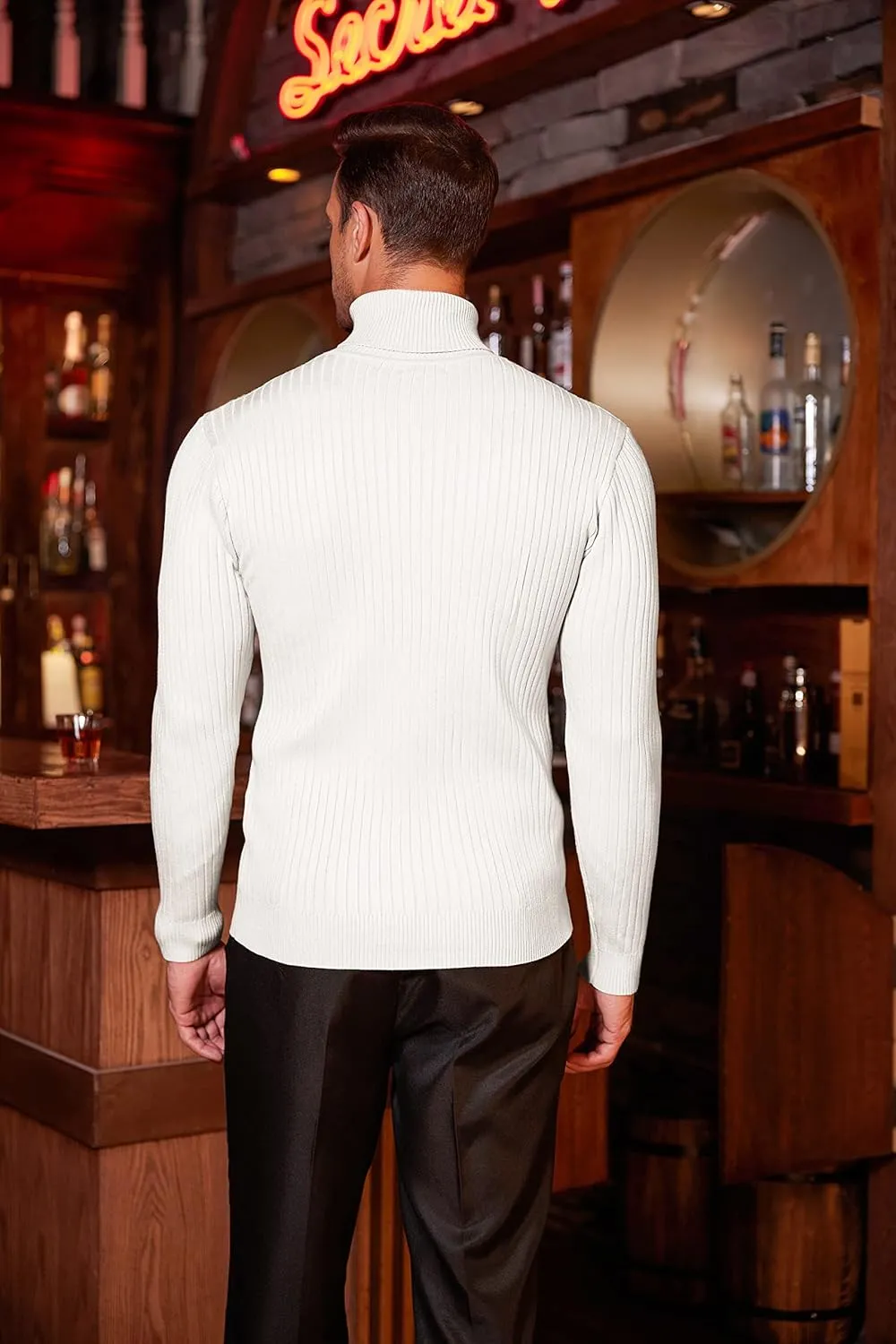 COOFANDY Men's Slim Fit Turtleneck Sweater Casual Twist Patterned Pullover Knitted Sweaters