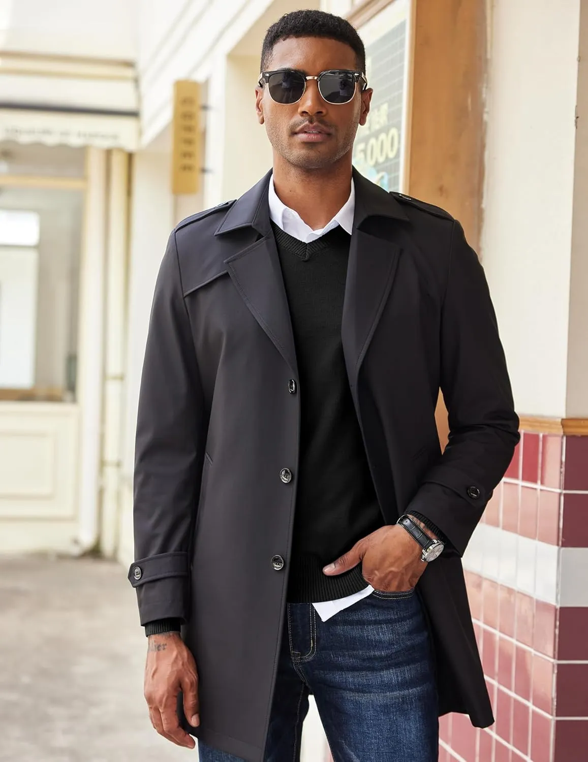 COOFANDY Men's V Neck Pullover Sweater Slim Fit Casual Dress Sweater Lightweight Knitted Sweaters