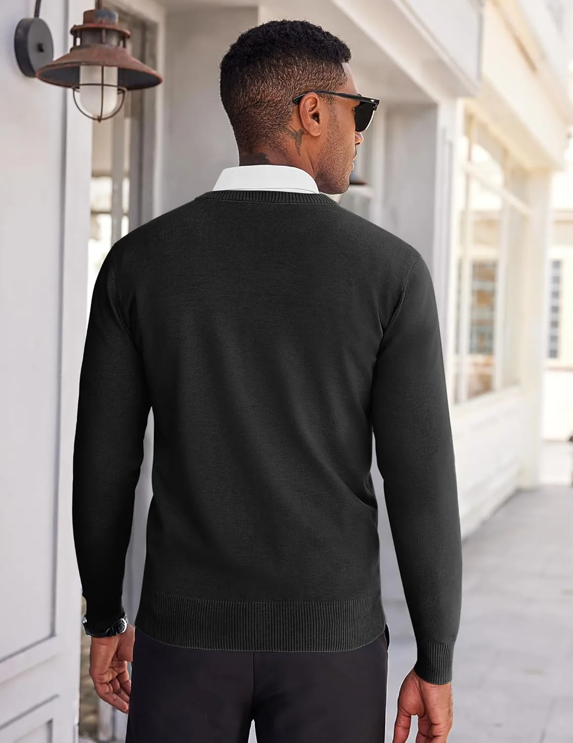 COOFANDY Men's V Neck Pullover Sweater Slim Fit Casual Dress Sweater Lightweight Knitted Sweaters